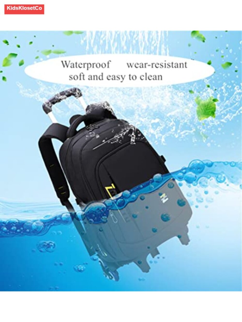 Rolling Backpack with Wheels for Teens, Waterproof Trolley Daypack, Convertible - Picture 4 of 6